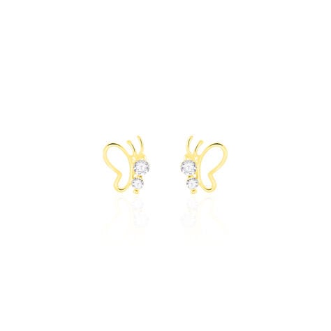 Boucles D'oreilles Puces Evaelle Papillon Or Jaune Oxyde De Zirconium - Puces Femme | Marc Orian