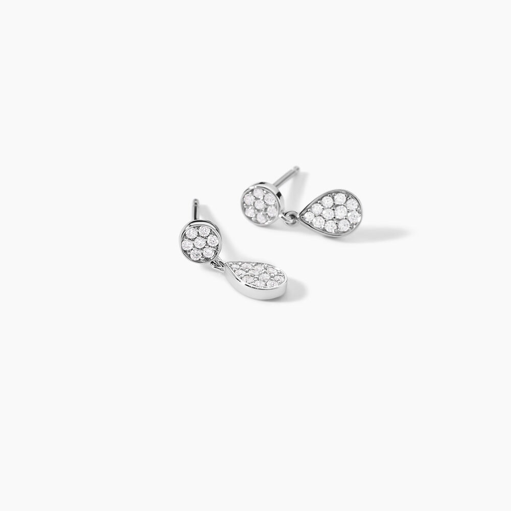 Boucles D'oreilles Pendantes Aletha Argent Blanc Oxyde De Zirconium - Pendantes Femme | Marc Orian