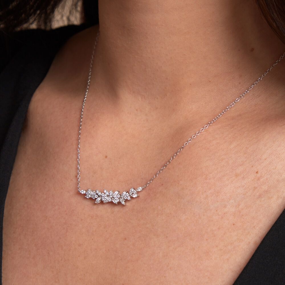 Collier Argent Blanc Precieux Flocon Oxyde De Zirconium - Colliers avec pierres Femme | Marc Orian
