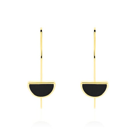 Boucles D'oreilles Pendantes Florica Or Jaune Onyx - Pendantes Femme | Marc Orian