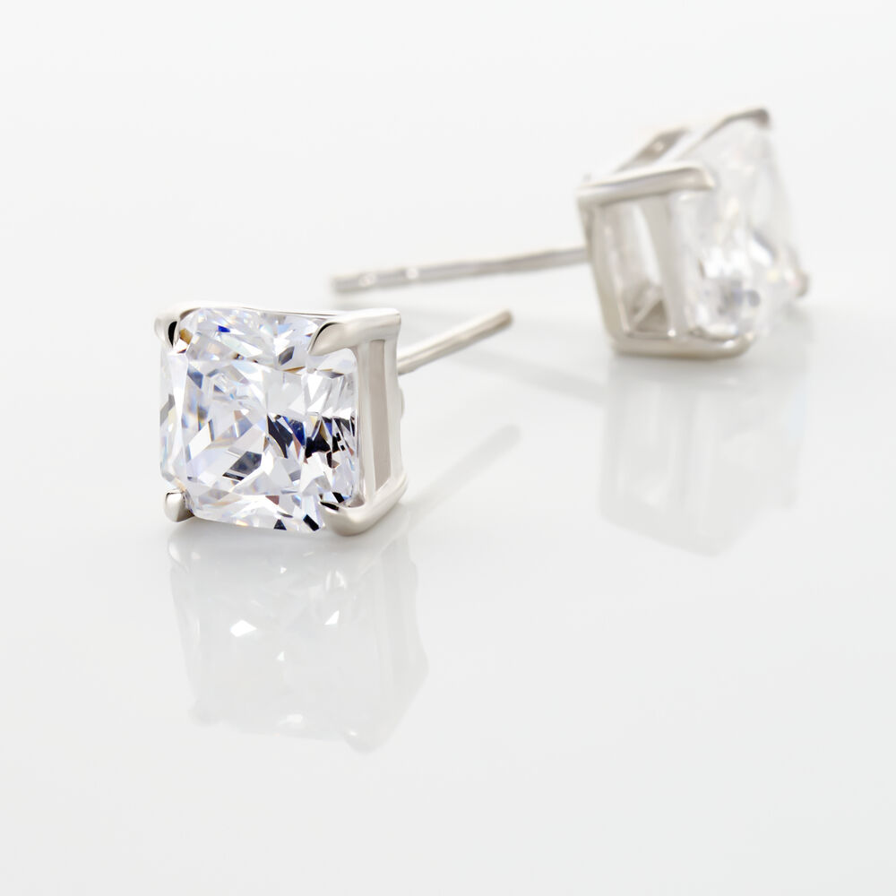 Boucles D'oreilles Puces Doreen Carre Or Blanc Oxyde De Zirconium - Puces Femme | Marc Orian