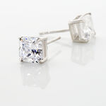 Boucles D'oreilles Puces Doreen Carre Or Blanc Oxyde De Zirconium - Puces Femme | Marc Orian