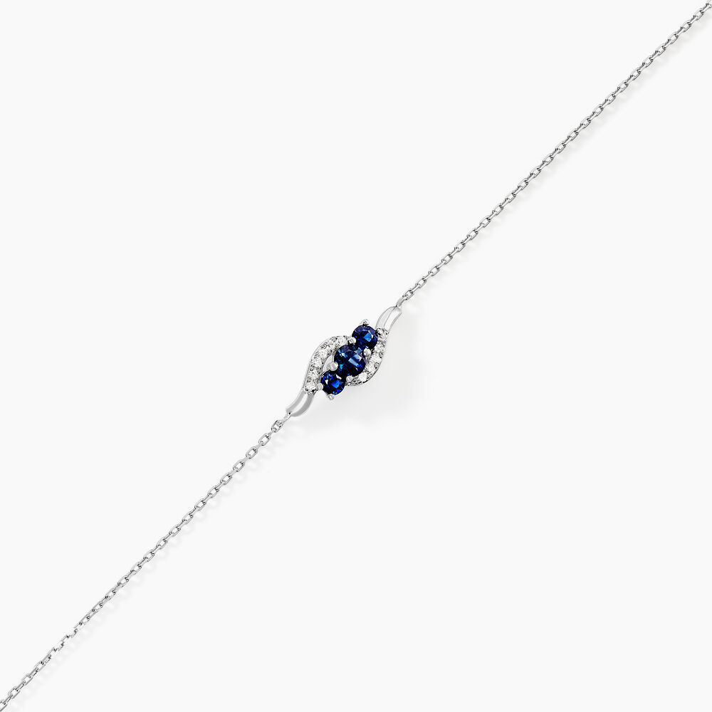 Bracelet Trinitie Or Blanc Saphir Diamant - Bracelets cha&icirc;nes Femme | Marc Orian