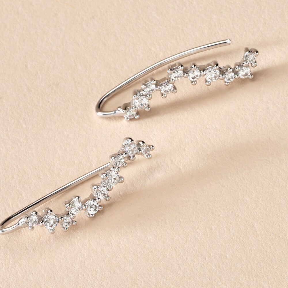Bijoux D'oreilles Brandi Argent Rhodié Oxyde De Zirconium - Piercings d'oreilles Femme | Marc Orian
