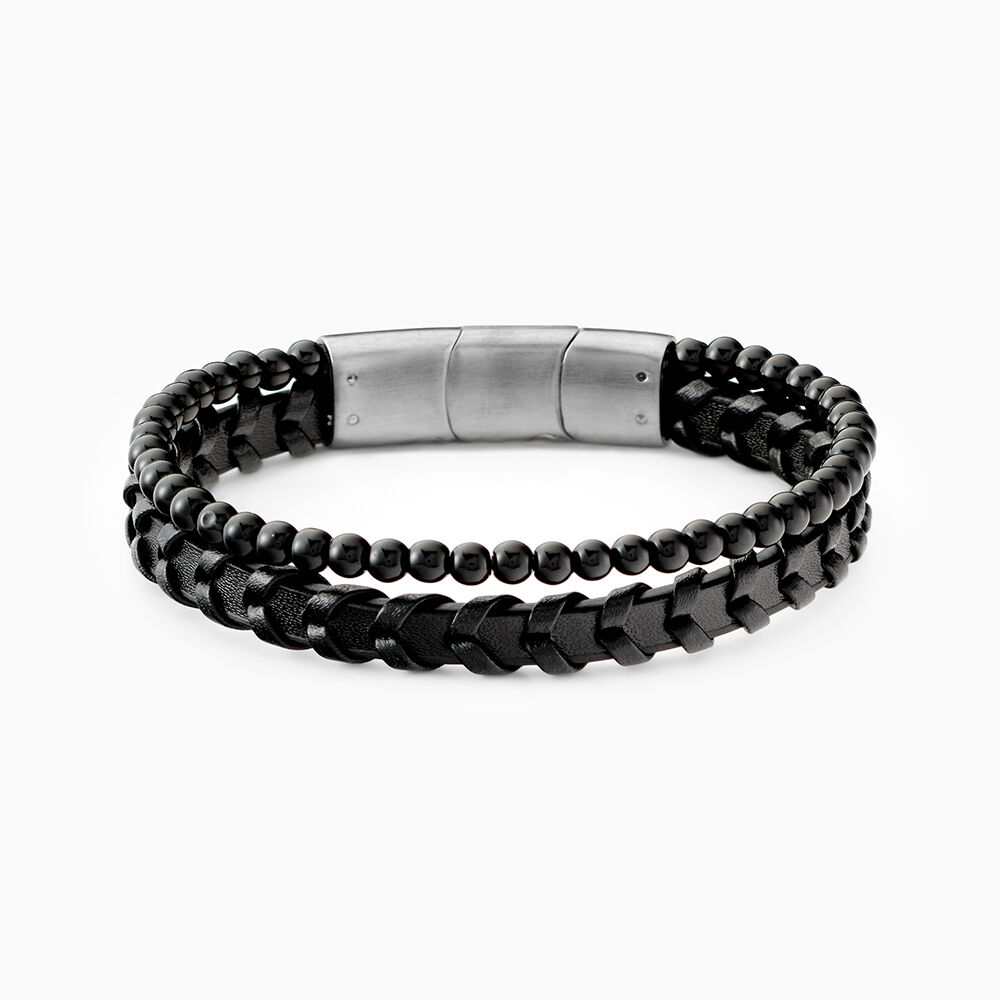 Bracelet Jourdan Cuir De Vache Noir Onyx - Bracelets cuir Homme | Marc Orian