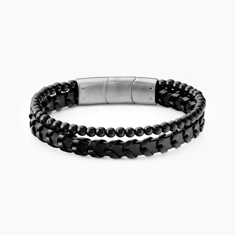 Bracelet Jourdan Cuir De Vache Noir Onyx - Bracelets cuir Homme | Marc Orian