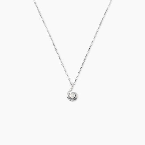 Collier Vrille Accompagnee Or Blanc Diamant - Colliers avec pierres Femme | Marc Orian