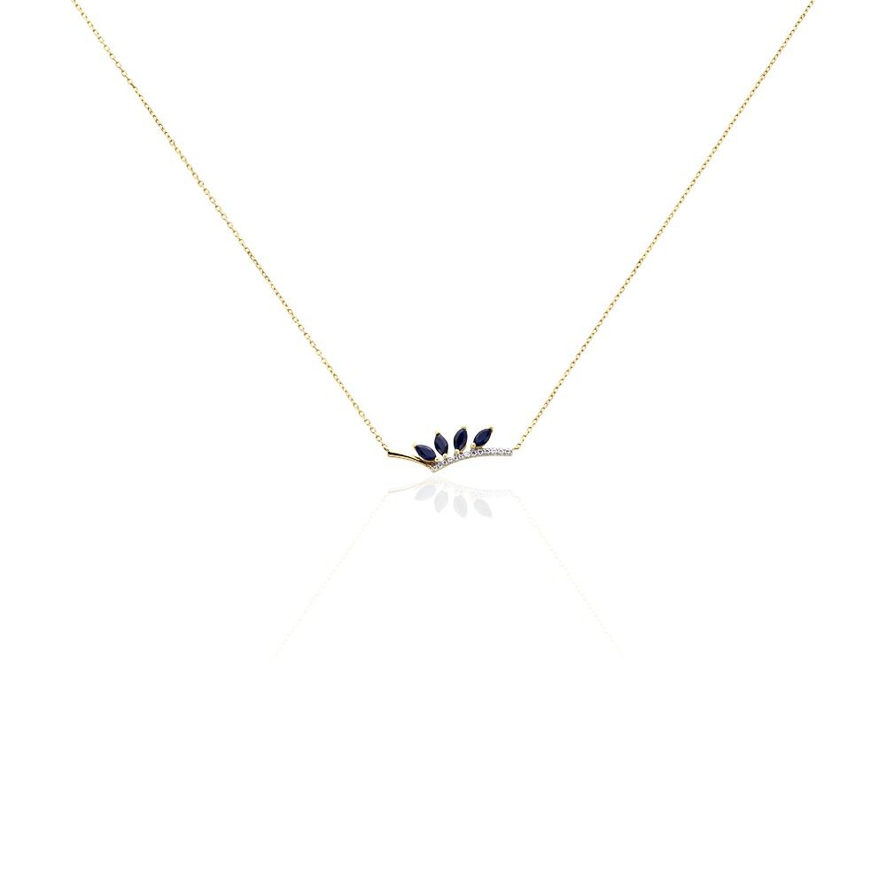 Collier Navette Or Jaune Saphir Diamant - Colliers avec pierres Femme | Marc Orian