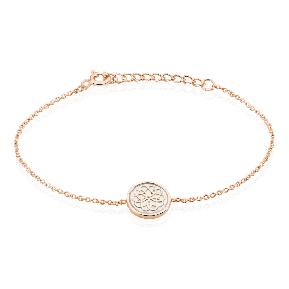 Bracelet Rosae Argent Rose Nacre - Bracelets Medailles Femme | Marc Orian