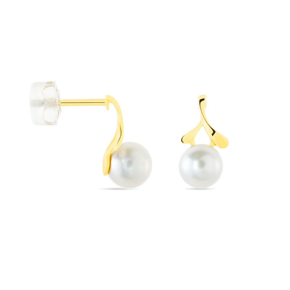 Boucles D'oreilles Pendantes Campanule Or Jaune Perle De Culture - Pendantes Femme | Marc Orian