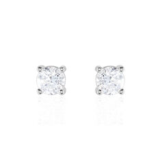 Boucles D'oreilles Puces 4 Griffes Or Blanc Diamant Synthetique - Clous d'oreilles Femme | Marc Orian