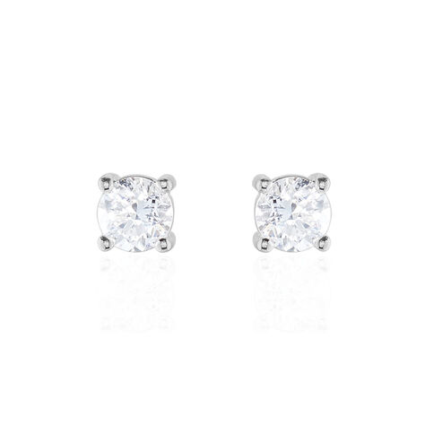 Boucles D'oreilles Puces 4 Griffes Or Blanc Diamant Synthetique - Clous d'oreilles Femme | Marc Orian