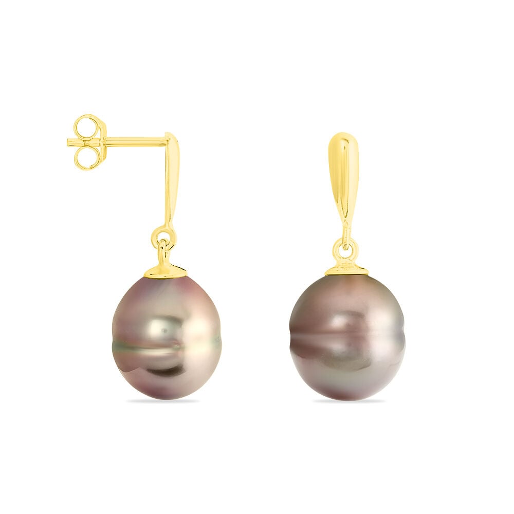 Boucles D'oreilles Pendantes Semi-baroque Or Jaune Perle De Tahiti - Pendantes Femme | Marc Orian