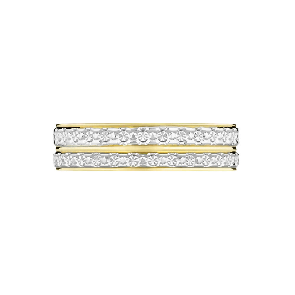 Alliance Grain De Folie Diamantee Ruban Plat Or Bicolore - Alliances duo Famille | Marc Orian
