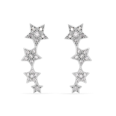 Boucles D'oreilles Grimpantes Argent Blanc Aldric Etoiles Oxyde - Boucles d'oreilles Ear cuffs Femme | Marc Orian