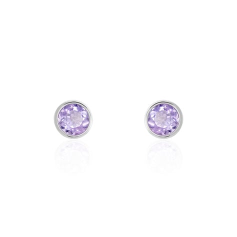 Boucles D'oreilles Puces Edy Serti Clos Or Blanc Amethyste - Puces Femme | Marc Orian