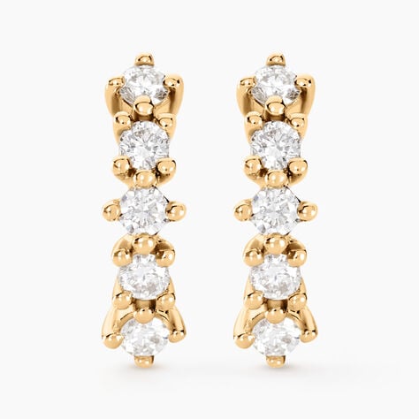 Boucles D'oreilles Puces Matleena Or Jaune Diamant Synth&eacute;tique - Boucles d'oreilles mariage Femme | Marc Orian