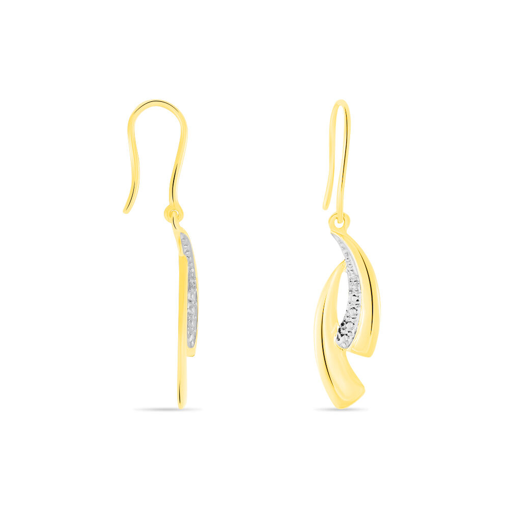 Boucles D'oreilles Pendantes Aube Or Bicolore Diamant - Pendantes Femme | Marc Orian
