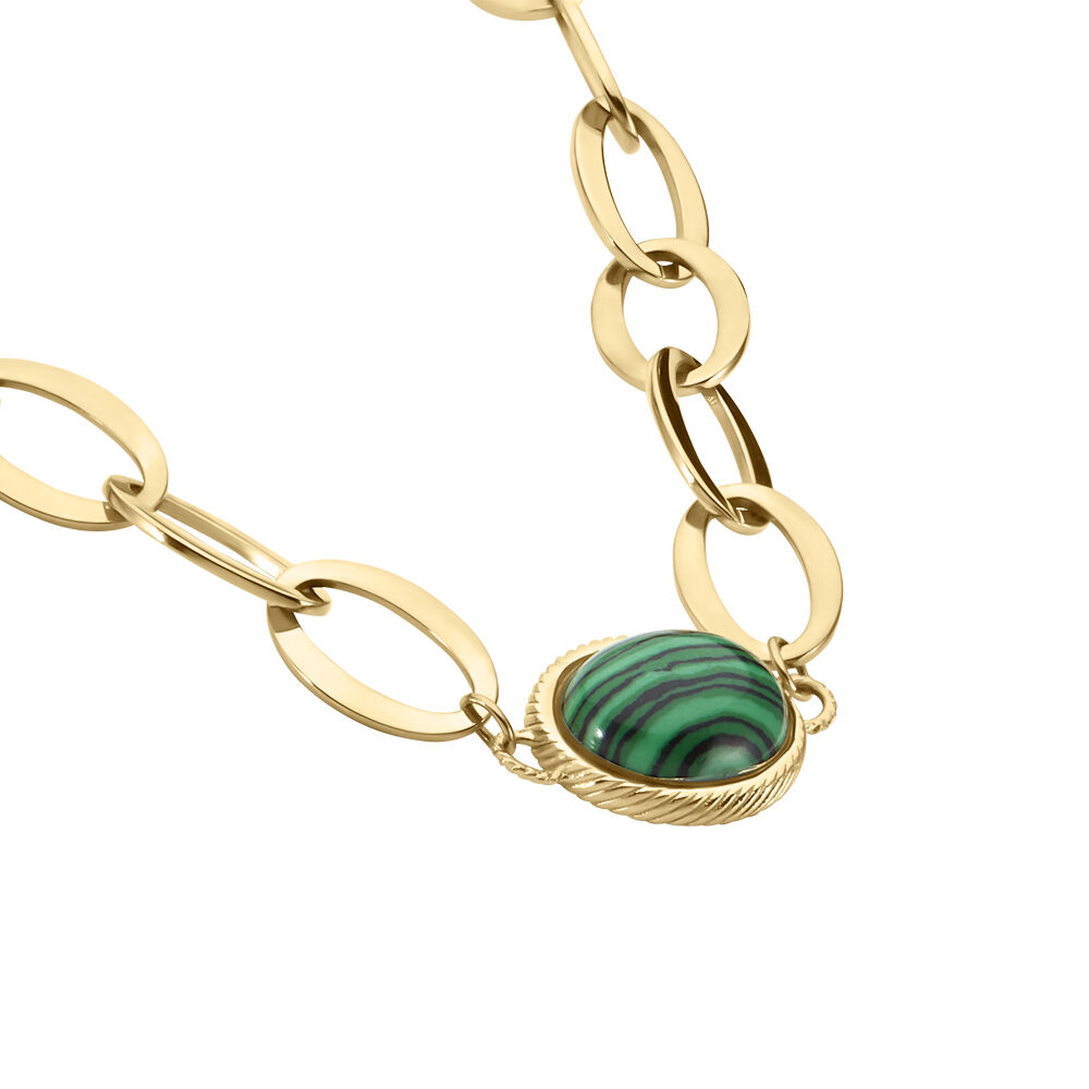 Collier Julyan Acier Doré Malachite - Colliers avec pierres Femme | Marc Orian