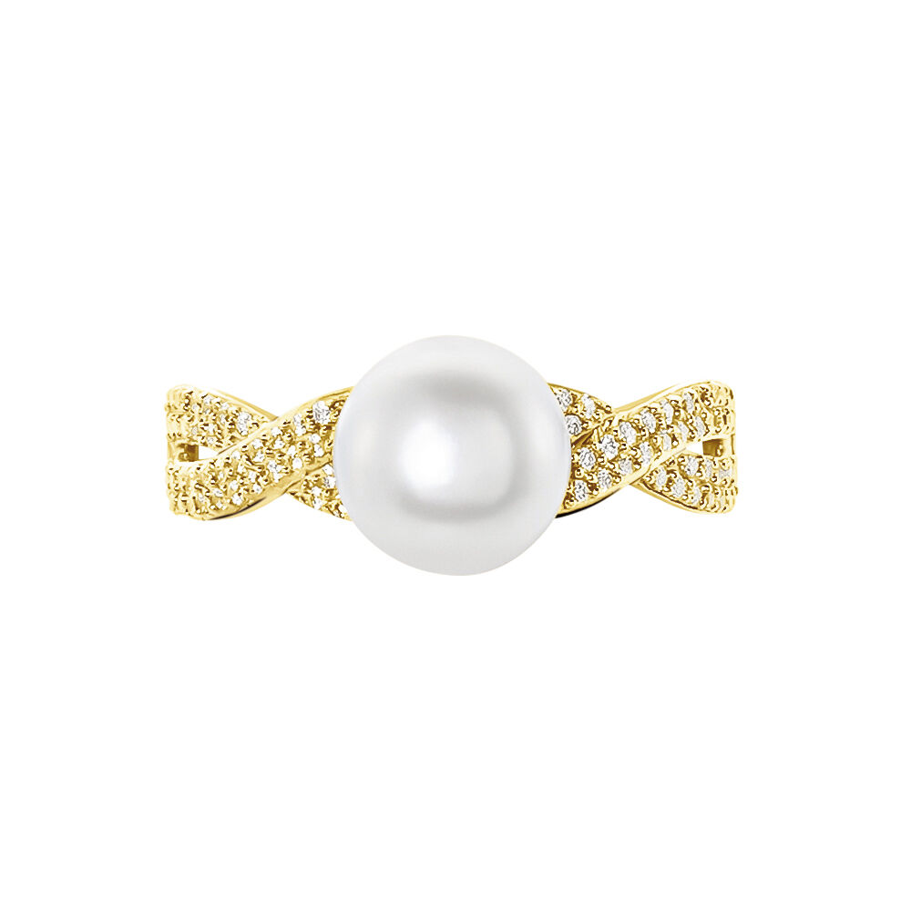 Bague Maria-theresa Or Jaune Perle De Culture Et Oxyde De Zirconium - Bagues vintage Femme | Marc Orian