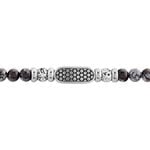 Bracelet Philo Acier Blanc Obsidienne Pierre De Lave - Bracelets cha&icirc;nes Homme | Marc Orian