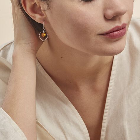 Boucles D'oreilles Pendantes Iva Argent Blanc Ambre - Boucles d'oreilles Pendantes Femme | Marc Orian