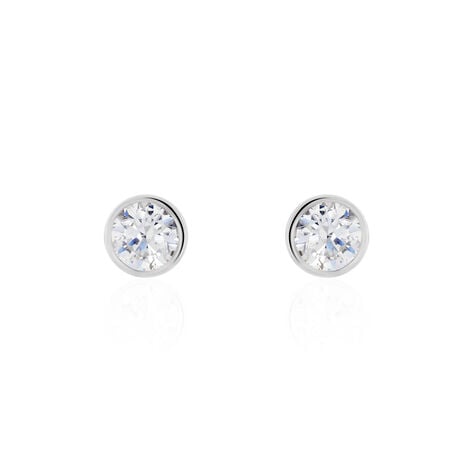 Boucles D'oreilles Pendantes Abha Argent Blanc Oxyde De Zirconium - Puces Femme | Marc Orian