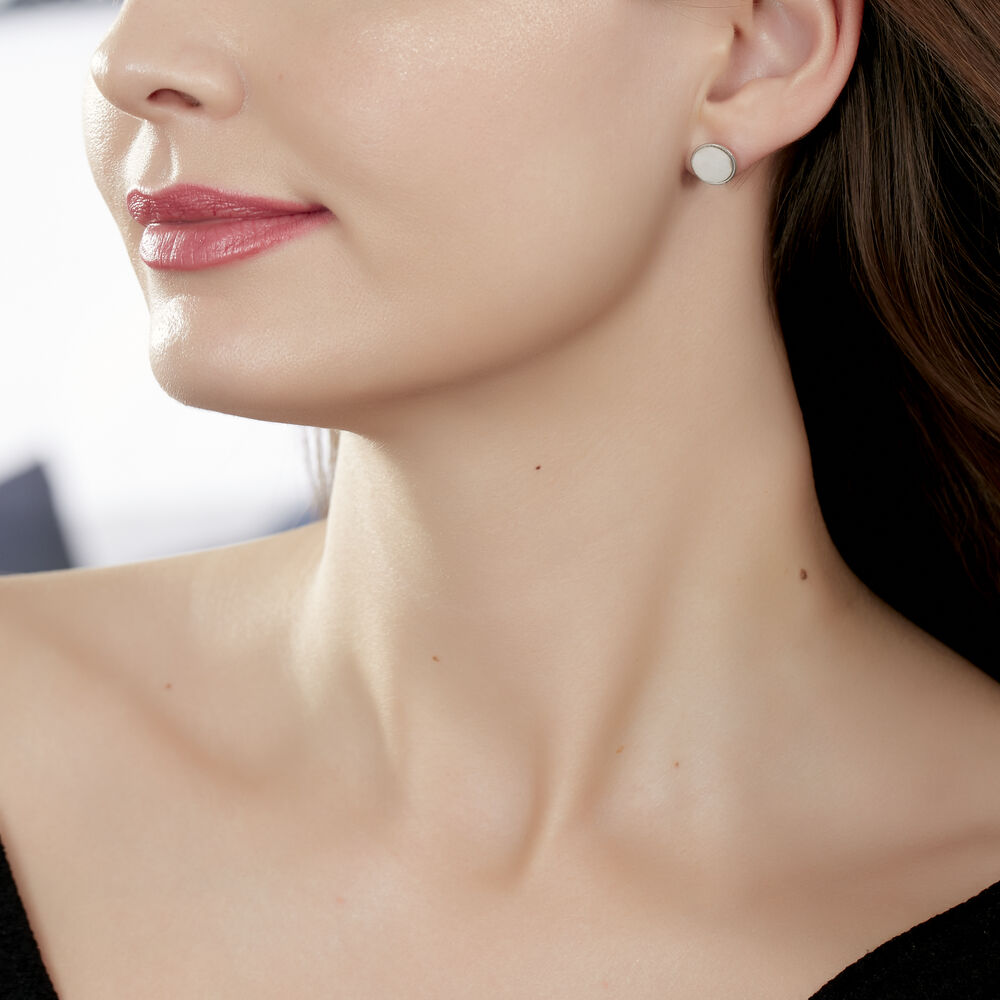 Boucles D'oreilles Puces Zoelle Argent Blanc Nacre - Puces Femme | Marc Orian