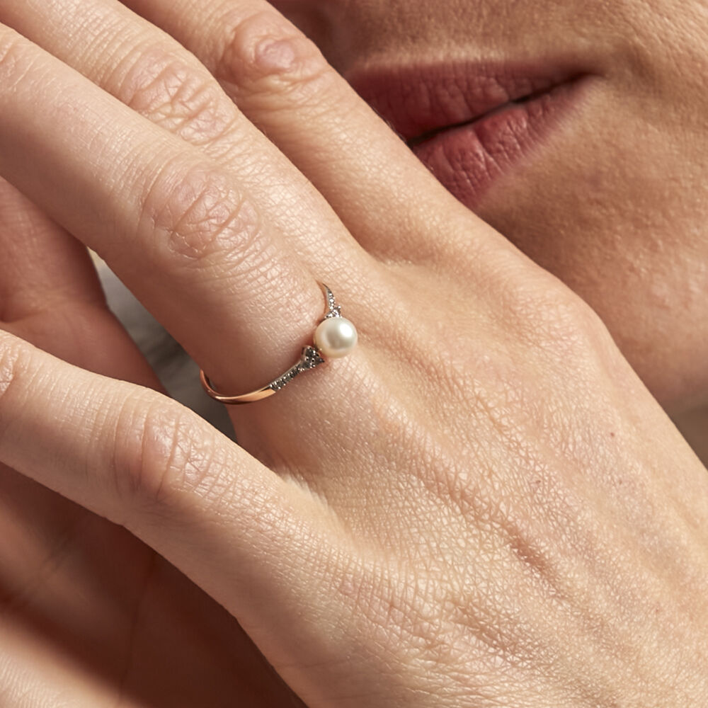 Bague Lonny Or Jaune Perle De Culture Et Oxyde De Zirconium - Bagues vintage Femme | Marc Orian