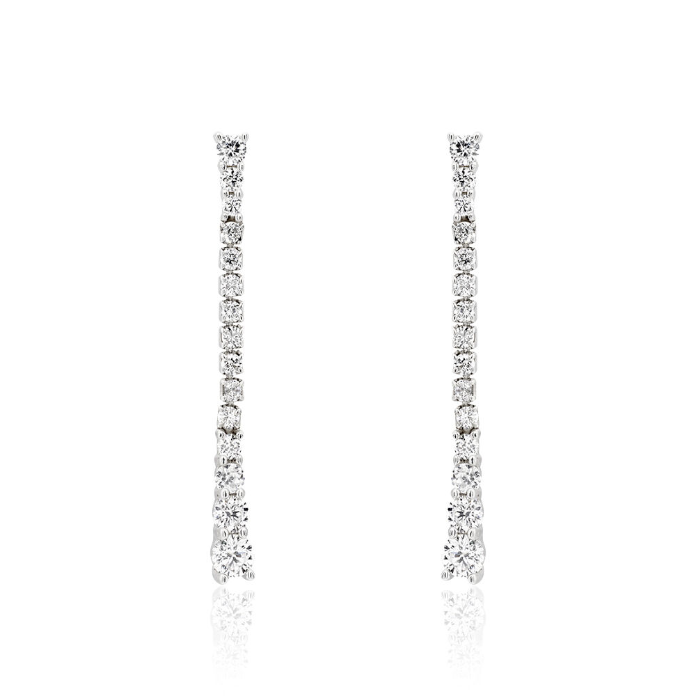 Boucles D'oreilles Pendantes Amenis Argent Blanc Oxyde De Zirconium - Pendantes Femme | Marc Orian