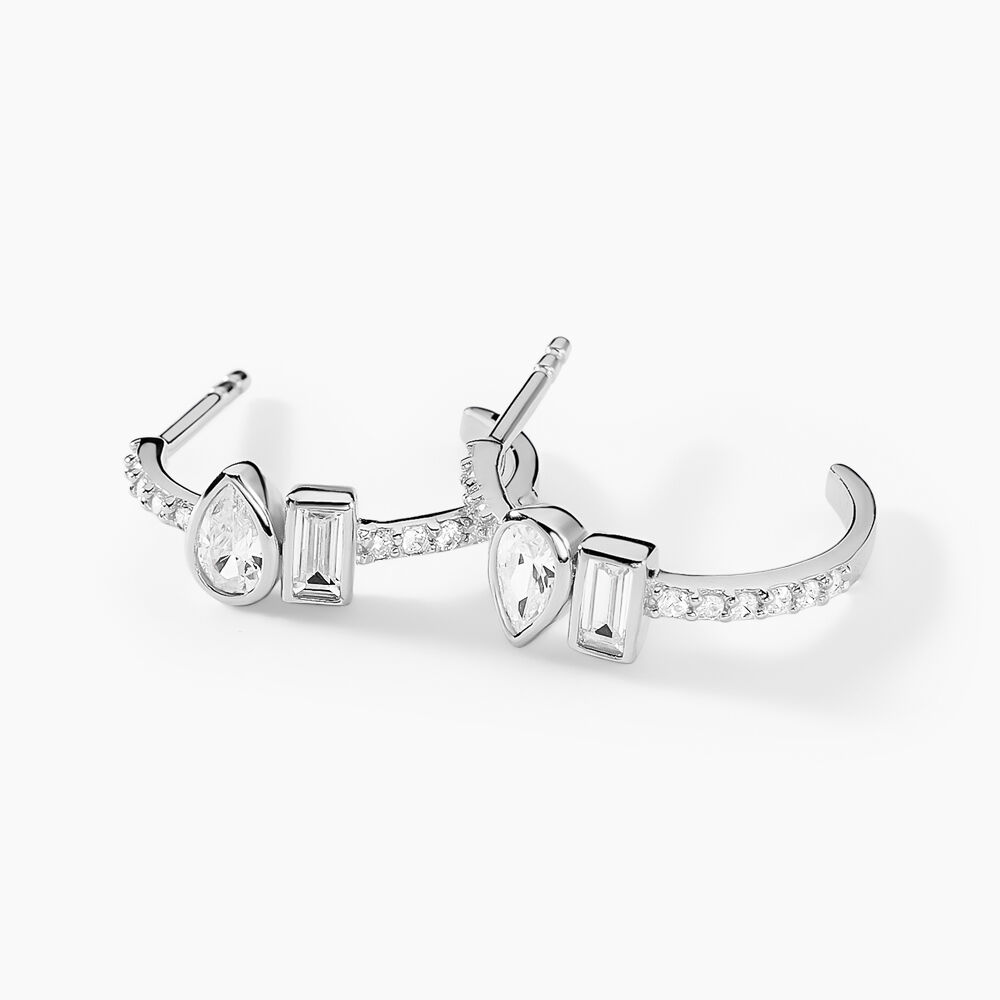 Cr&eacute;oles Dua Argent Blanc Oxyde De Zirconium - Boucles d'oreilles pampille Femme | Marc Orian
