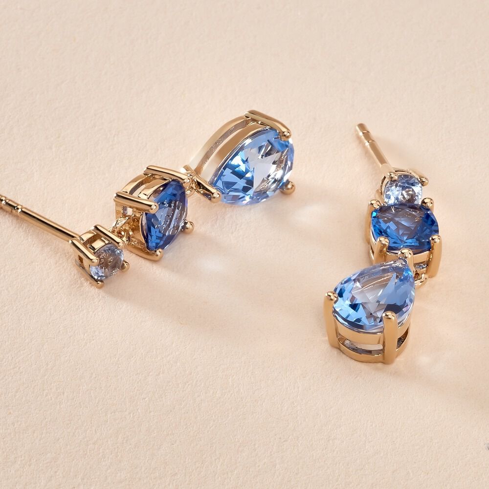 Boucles D'oreilles Pendantes Huffie Plaqué Or Jaune Pierre D'imitation - Pendantes Femme | Marc Orian