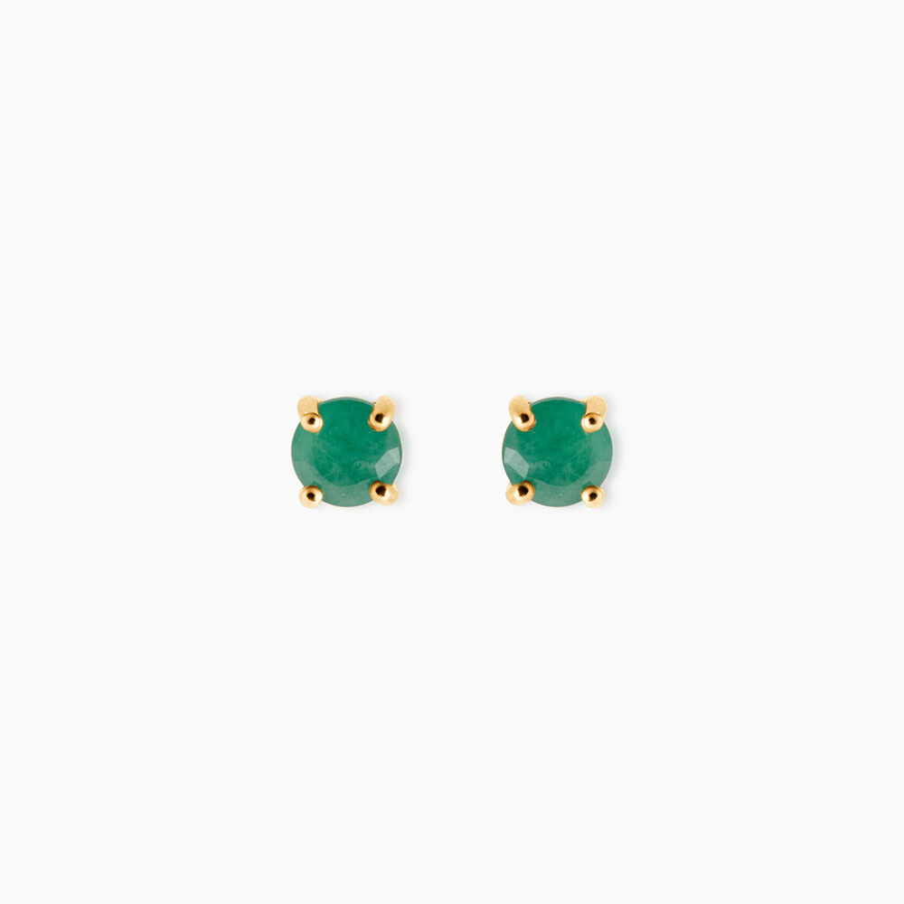 Boucles D'Oreilles Puces Onora Or Jaune Emeraude - Puces Femme | Marc Orian