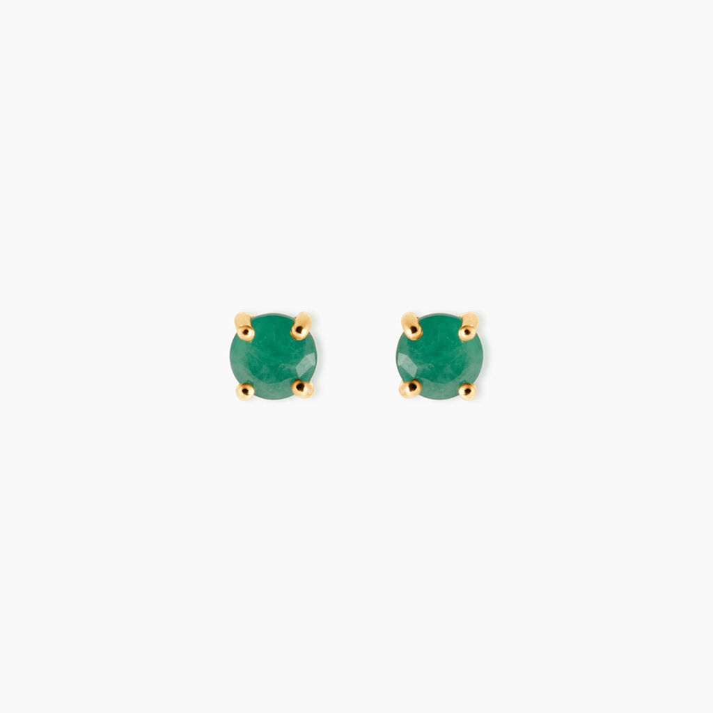 Boucles D'Oreilles Puces Onora Or Jaune Emeraude - Puces Femme | Marc Orian