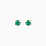 Boucles D'Oreilles Puces Onora Or Jaune Emeraude - Puces Femme | Marc Orian