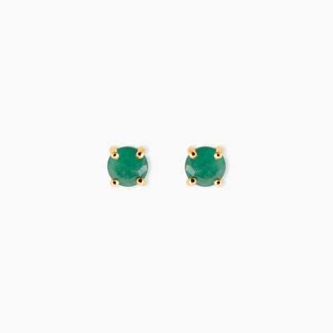 Boucles D'Oreilles Puces Onora Or Jaune Emeraude - Puces Femme | Marc Orian