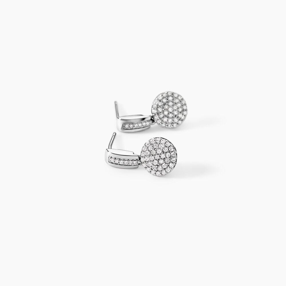 Boucles D'oreilles Pendantes Lisyae Or Blanc Diamant - Pendantes Femme | Marc Orian