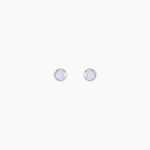 Boucles D'oreilles Puces Elda Serti Clos Or Blanc Oxyde De Zirconium - Puces Femme | Marc Orian