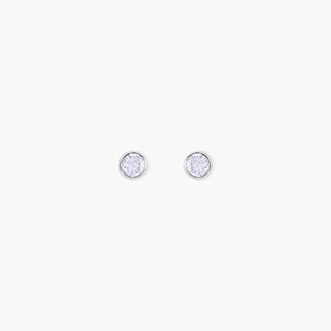 Boucles D'oreilles Puces Elda Serti Clos Or Blanc Oxyde De Zirconium - Puces Femme | Marc Orian