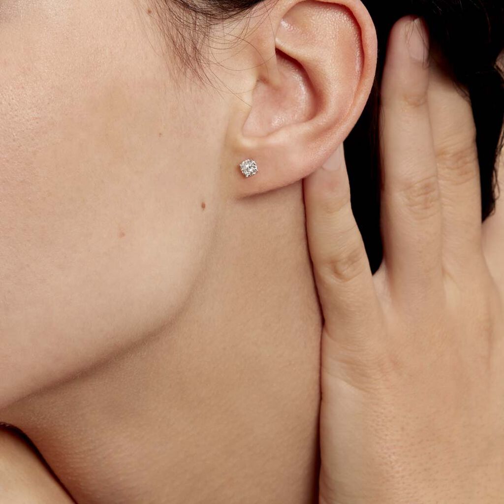 Boucles D'oreilles Puces Artemis Or Blanc Diamant - Clous d'oreilles Femme | Marc Orian