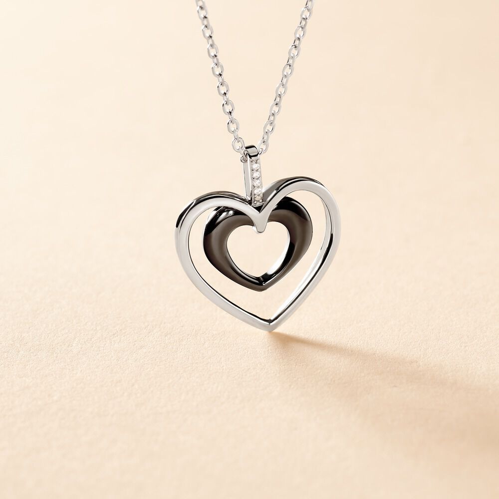 Collier Ceramik Design Argent Blanc C&eacute;ramique Et Oxyde De Zirconium - Colliers avec pierres Femme | Marc Orian