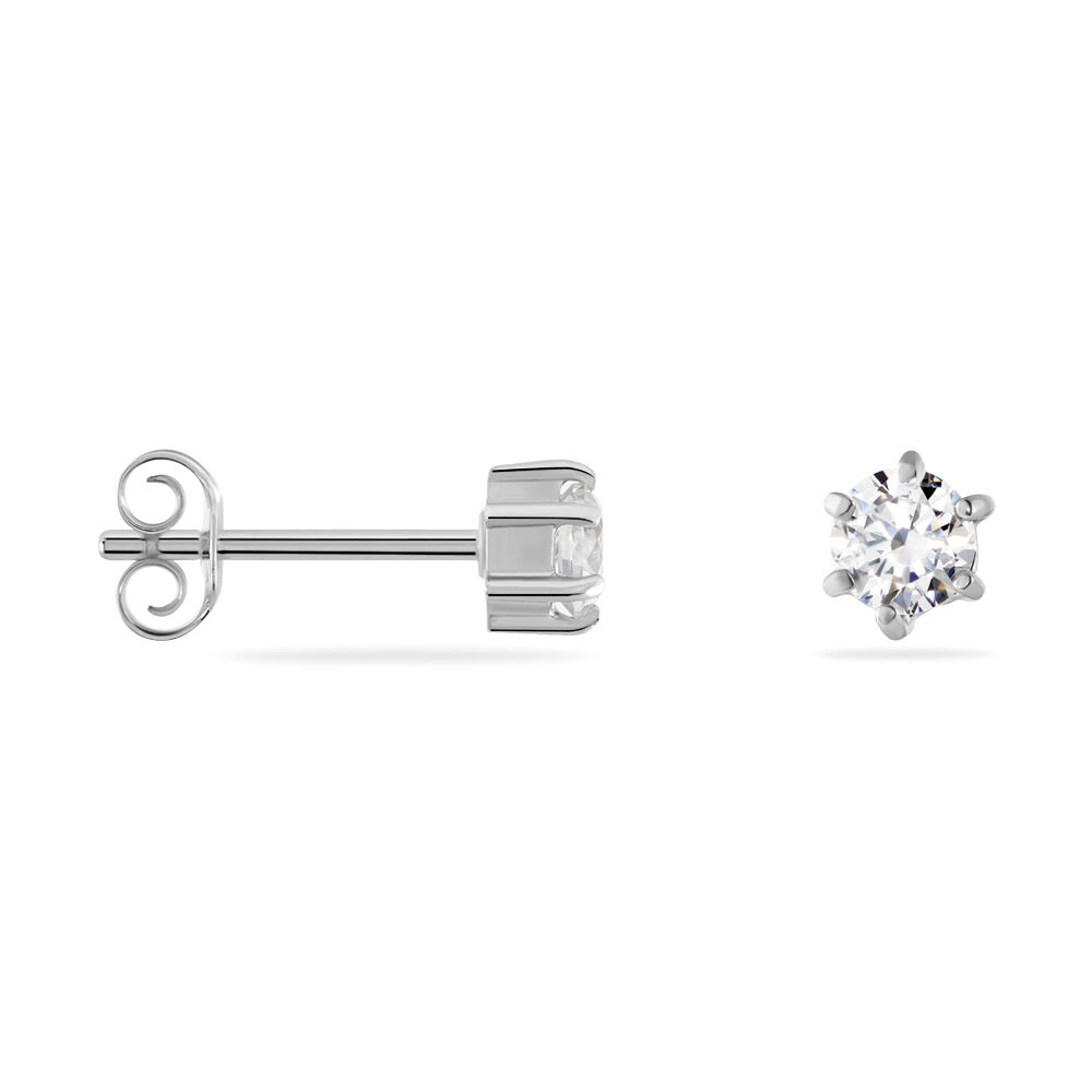 Boucles D'oreilles Puces Petrine Argent Blanc Oxyde De Zirconium - Puces Femme | Marc Orian
