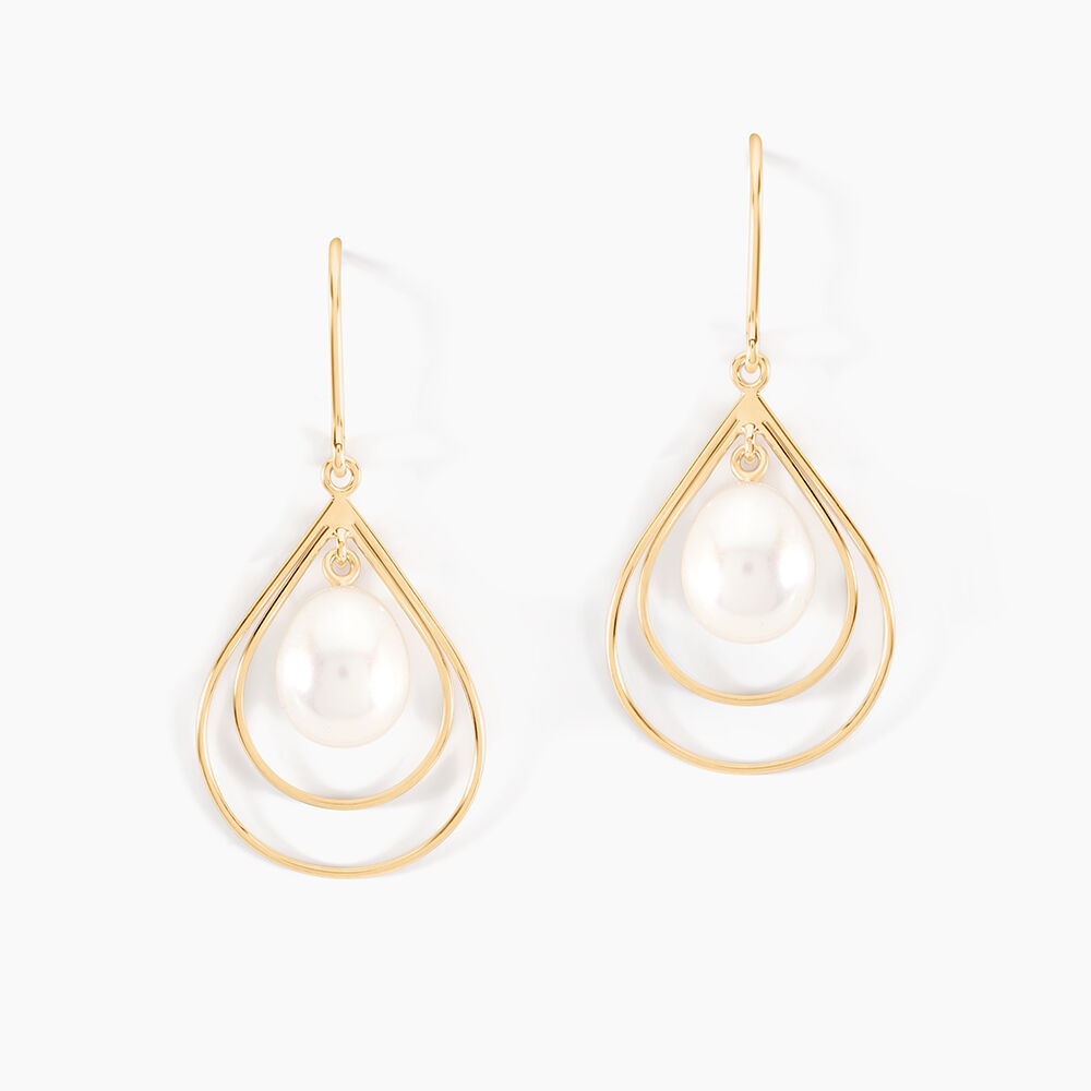 Boucles D'oreilles Pendantes Martyna Or Jaune Perle De Culture - Boucles d'oreilles mariage Femme | Marc Orian