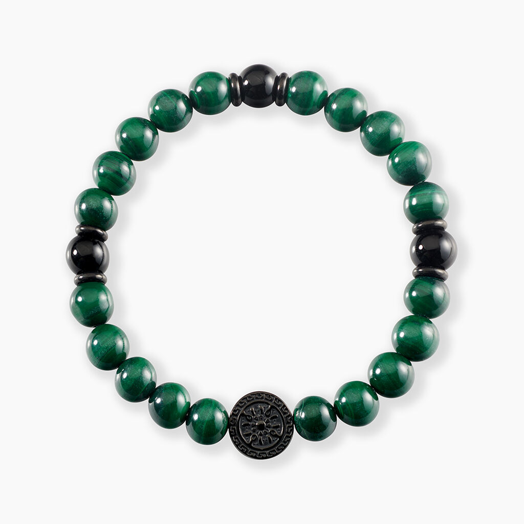 Bracelet Jourdan Acier Noir Malachite - Bracelets cha&icirc;nes Homme | Marc Orian