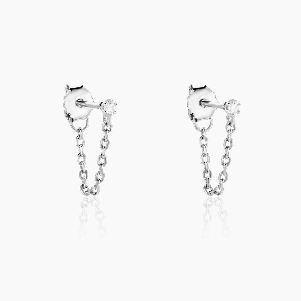 Bijoux D'oreilles Fantaisia Argent Blanc Oxyde De Zirconium - Piercings d'oreilles Femme | Marc Orian