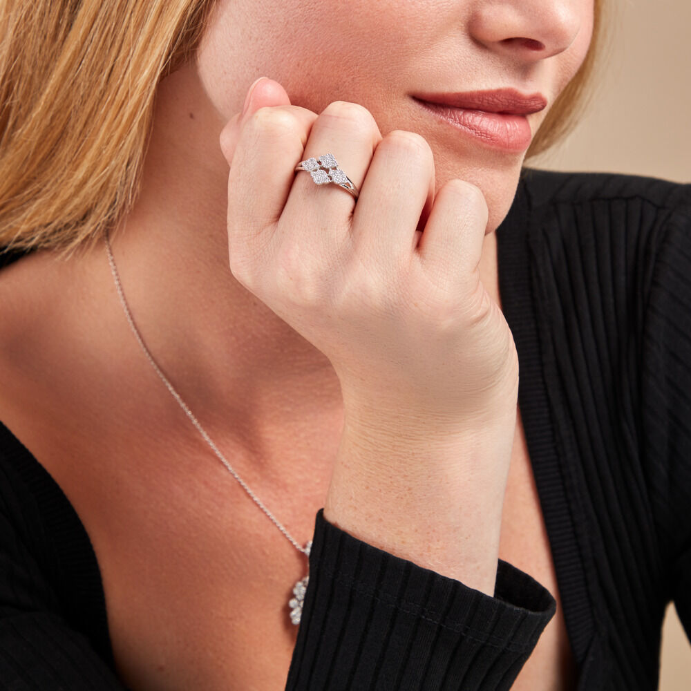 Bague Roseraie Argent Blanc Oxyde De Zirconium - Bagues avec pierre Femme | Marc Orian