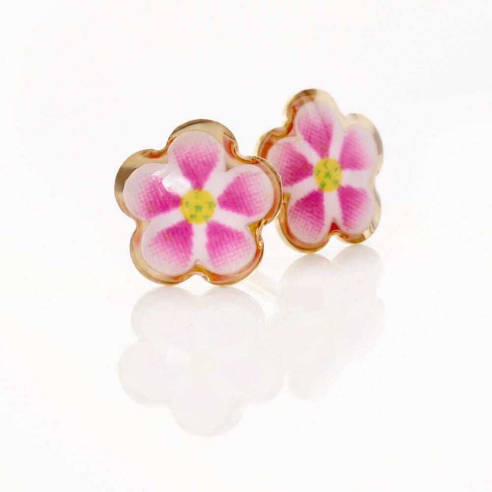 Boucles D'oreilles Puces Syna Fleur Or Jaune - Puces Enfant | Marc Orian