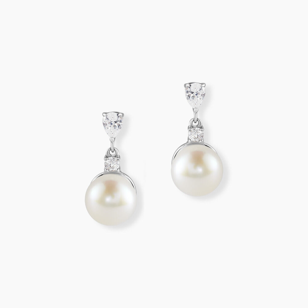 Boucles D'oreilles Pendantes Melya Argent  Perle De Culture Et Oxyde - Pendantes Femme | Marc Orian