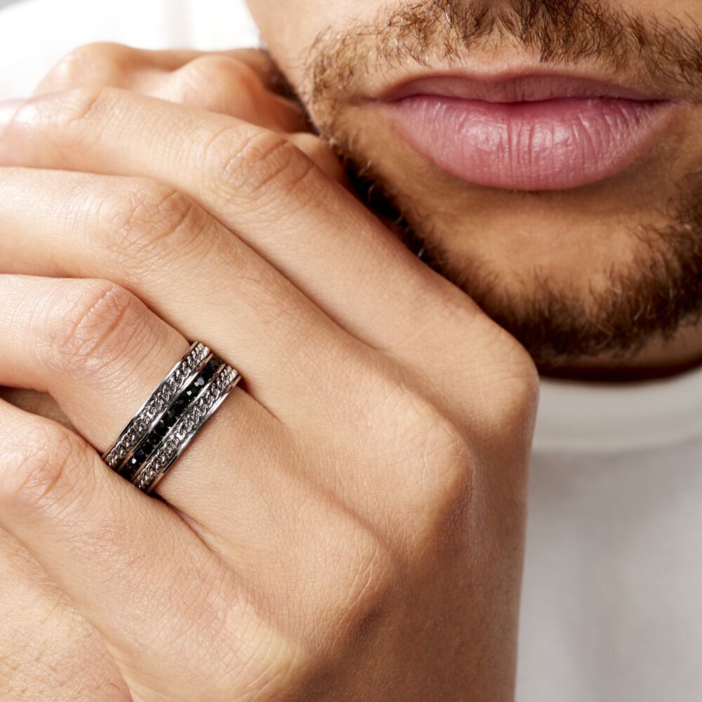 Bague Zavanna Acier Blanc Oxydes De Zirconium - Bagues avec pierre Homme | Marc Orian