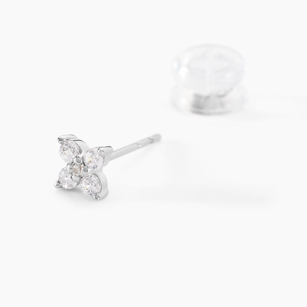 Boucles D'oreilles Puces Winter Flower Or Blanc Oxyde De Zirconium - Puces Femme | Marc Orian